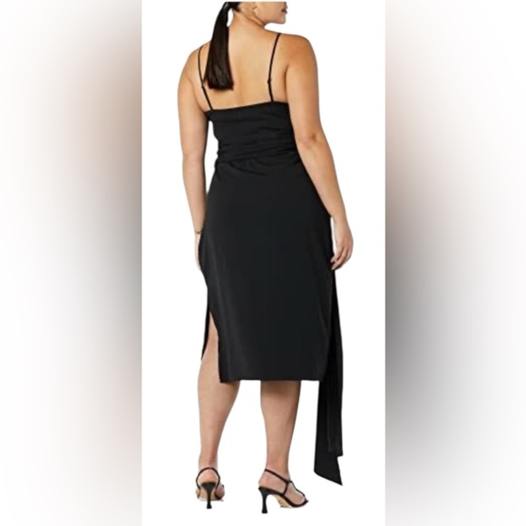MAKING THE CUT Draped Shoulder Sash Wrapped Black Midi Dress,Women’s Sz S - Picture 3 of 7